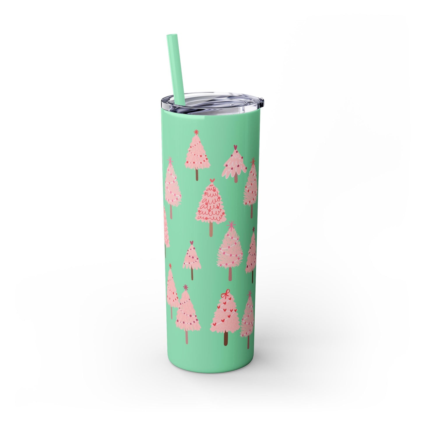 "Merry Little Pink Drink" Skinny Tumbler with Straw, 20oz