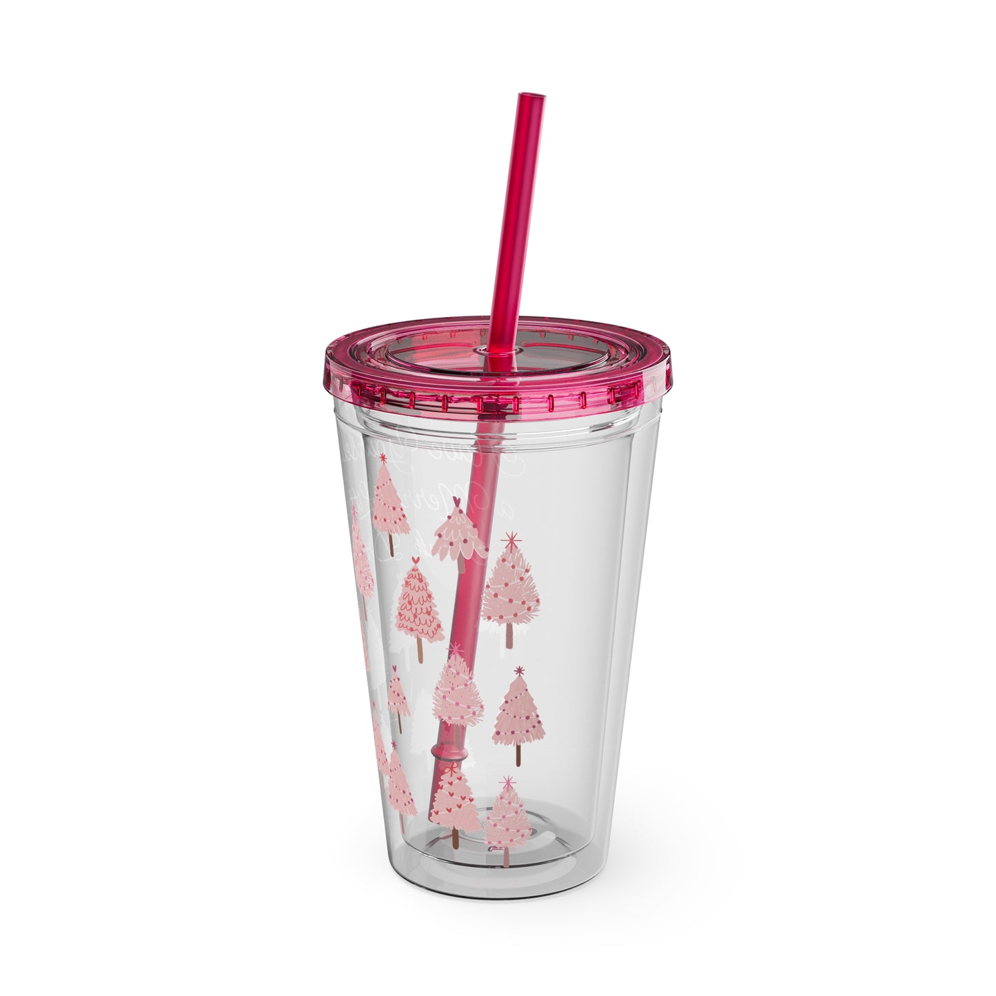 "Merry Little Pink Drink" Tumbler with Straw, 16oz