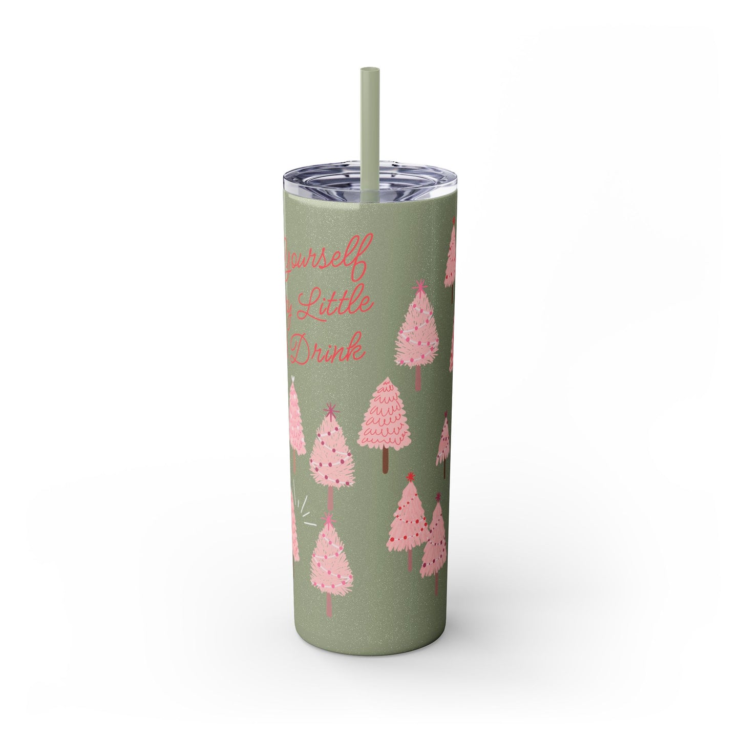 "Merry Little Pink Drink" Skinny Tumbler with Straw, 20oz