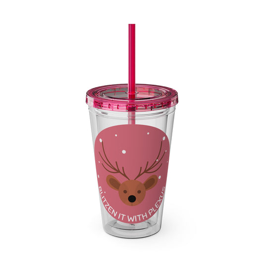 "Blitzen It With Plexus" Tumbler with Straw, 16oz