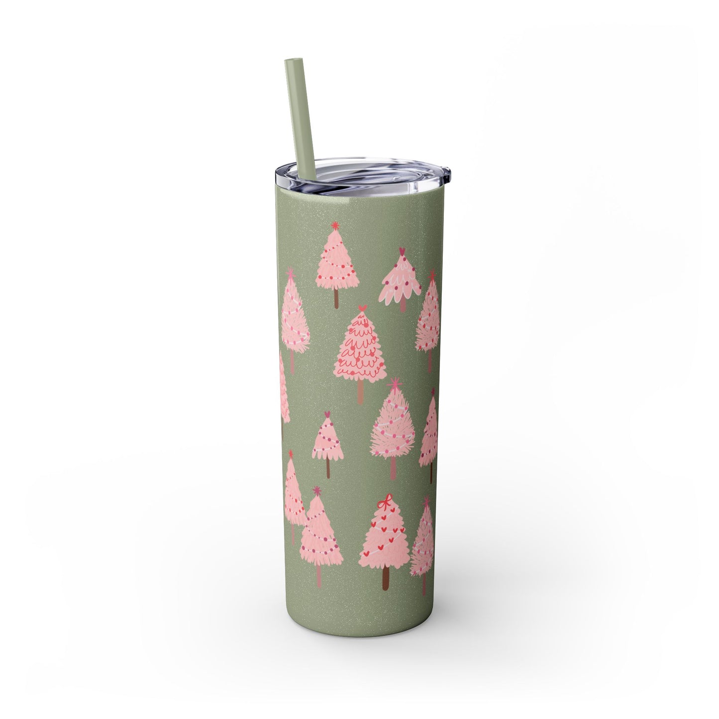 "Merry Little Pink Drink" Skinny Tumbler with Straw, 20oz